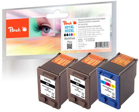 PI300-557 | Peach Sada CombiPlus inkoustových náplní kompatibilních s HP 21XL a HP 22XL