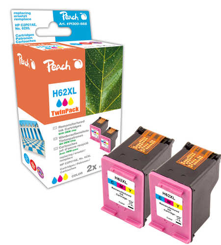 PI300-668 | Peach Sada TwinPack inkoustových náplní kompatibilních s HP č 62 XL - barevná (color) - 2 ks